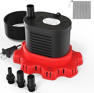AgiiMan Pool Cover Pump Above Ground - 850 GPH Submersible Water Pump for Pool Draining, Portable Small Sump Pumps with 16' Drainage Hose and 25' Power Cord, 3 Adapters, Black