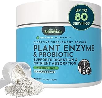 Plant Enzyme & Probiotics - Probiotics & Digestive Enzymes for Dogs & Cats, Natural Daily Gut & Digestion Support Supplement for Pets, Plant Based - 3.5 Oz