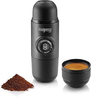 Minipresso GR, Portable Espresso Machine, Compatible Ground Coffee, Hand Coffee Maker, Manually