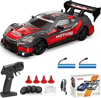1:24 Scale RC Drift Car 4WD 2.4GHz 30KM/H High Speed Racing Sports Toy Car with LED Light, Race and Drift Wheel(8601-Pink)
