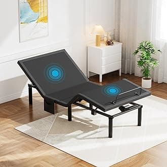 Pipishell Twin XL Adjustable Bed Frame with Massage, Electric Bed Base with Head & Foot Incline, USB-A & USB-C Ports, LED Under-Bed Lighting, 4 Leg Height Options, and Easy 3-Step Assembly