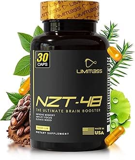 Brain Booster | Nootropic Brain Supplements for Memory and Focus | Premium Natural Energy Supplement with Caffeine, Phosphatidylserine, Vitamins B6 & B12, Ashwagandha | 30 Servings