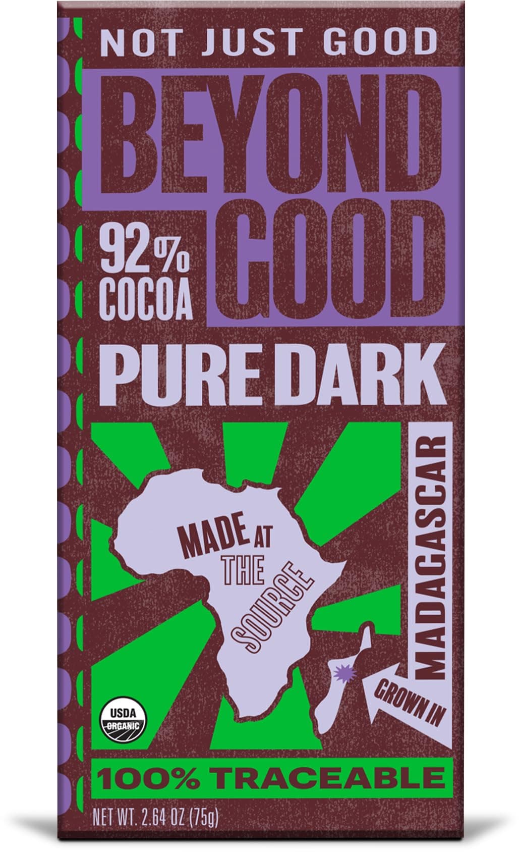 Organic 92% Dark Chocolate Bar, 2.64 OZ