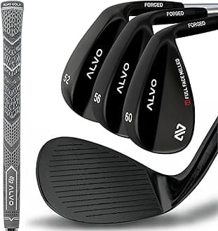 ALVO GOLF - Premium Full Face Golf Wedges, Golf Wedge Set and Singles, 3 Wedges 52/56/60/70 Degree,Lob,Gap,Sand Golf Club for Men, Premium Grip, Right Hand, max Spin