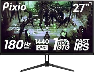 Pixio PX278 Wave 27 inch 180Hz Refresh Rate FHD 1440p Resolution Fast IPS Panel 1ms GTG Response Time Gaming Monitor with FreeSync