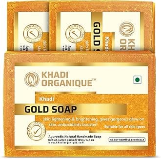 Natural Herbal Gold Soap, Refresh Bathing Soap Bar For Men & Women For All Normal Skin 125g each, 375 gram (Pack of 3)