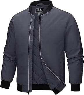 MAGCOMSEN Bomber Jackets for Men Winter Casual Quilted Jacket Warm Windproof Padded Jackets Zip Up Coats
