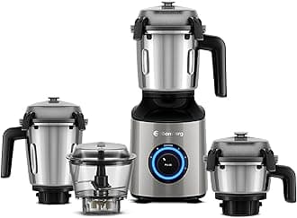 Atomberg Zenova Mixer Grinder | Unique Coarse Mode for Silbatta-like Texture | Intelligent BLDC Motor | Safety Features | 4 Jars including Chopper | Hands-Free Operation | Sand Grey