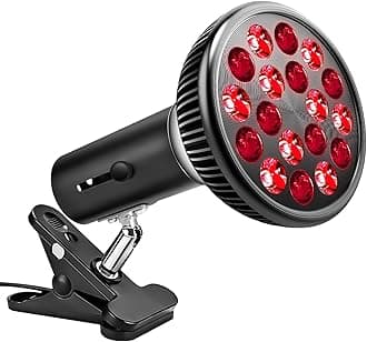 Aumtrly Red Light Therapy with Clip, Infrared Light Therapy Lamp for Body and Face Use, 660nm Red and 850nm Near Infrared Red Light Therapy Lamp with Adjustable Socket