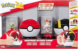 Pokémon Surprise Attack Game - 2-Inch Larvitar and Scorbunny with Poké Ball and Ultra Ball Plus 6 Attack Discs
