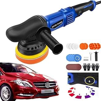 Banas Multi-Purpose 1200W 5-inch Dual Action Polisher Car Buffer DA Machine, 12mm Eccentricity, 6 Speed Control(2800-5800RPM), for Polishing Vehicles/Furniture/Piano/Tiles, Give You A Brand New Look!