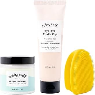 TUBBY TODD Cradle Cap Baby Hair Treatment Kit - Includes Bye-Bye Cradle Cap Gel, Cradle Cap Silicone Brush, & 3.5oz All Over Ointment - Gentle for Babies’ Sensitive Skin