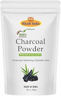 Khadi 10% Pure Activated Charcoal powder Ideal for face and Skin| Removed dead skin |Coconut Charcoal powder | 100% Natural (100gm., CHARCOAL)