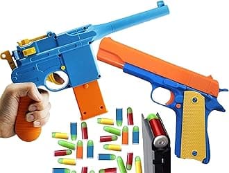 Bundle: Colt 1911 and Mauser C96 Toy Guns with Removable and Loadable Magazines and Soft Bullets (30 Bullets Total in This Bundle)