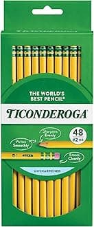 Ticonderoga Wood-Cased Pencils, Unsharpened, 2 HB Soft, Yellow, 48 Count