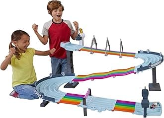 Mario Kart Rainbow Road Raceway 8-Foot Track Set with Lights & Sounds & 2 1:64 Scale Vehicles, Toy Gift for Kids Ages 4 Years Old & Up, GXX41