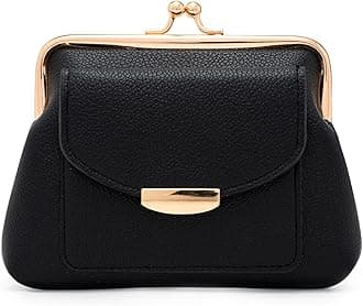 Coin Purse With Credit Card Slot, Kiss Lock Coin Purse for Women, Large Capacity Coin Pouch, Change Purse Cute Car Coin Holder for Women(Black)