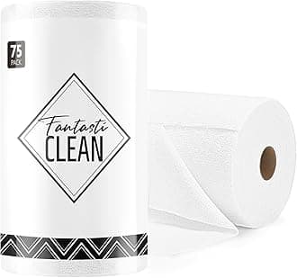 Fantasticlean Microfiber Cleaning Cloth Roll -75 Pack, Tear Away Towels, 12" x 12", Reusable and Washable Rags (White)