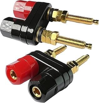CESS Dual Binding Post Terminal - Amplifier/Speaker/Power Cable Connector - Banana Jack Socket - Length 2.3" (2 Pack)