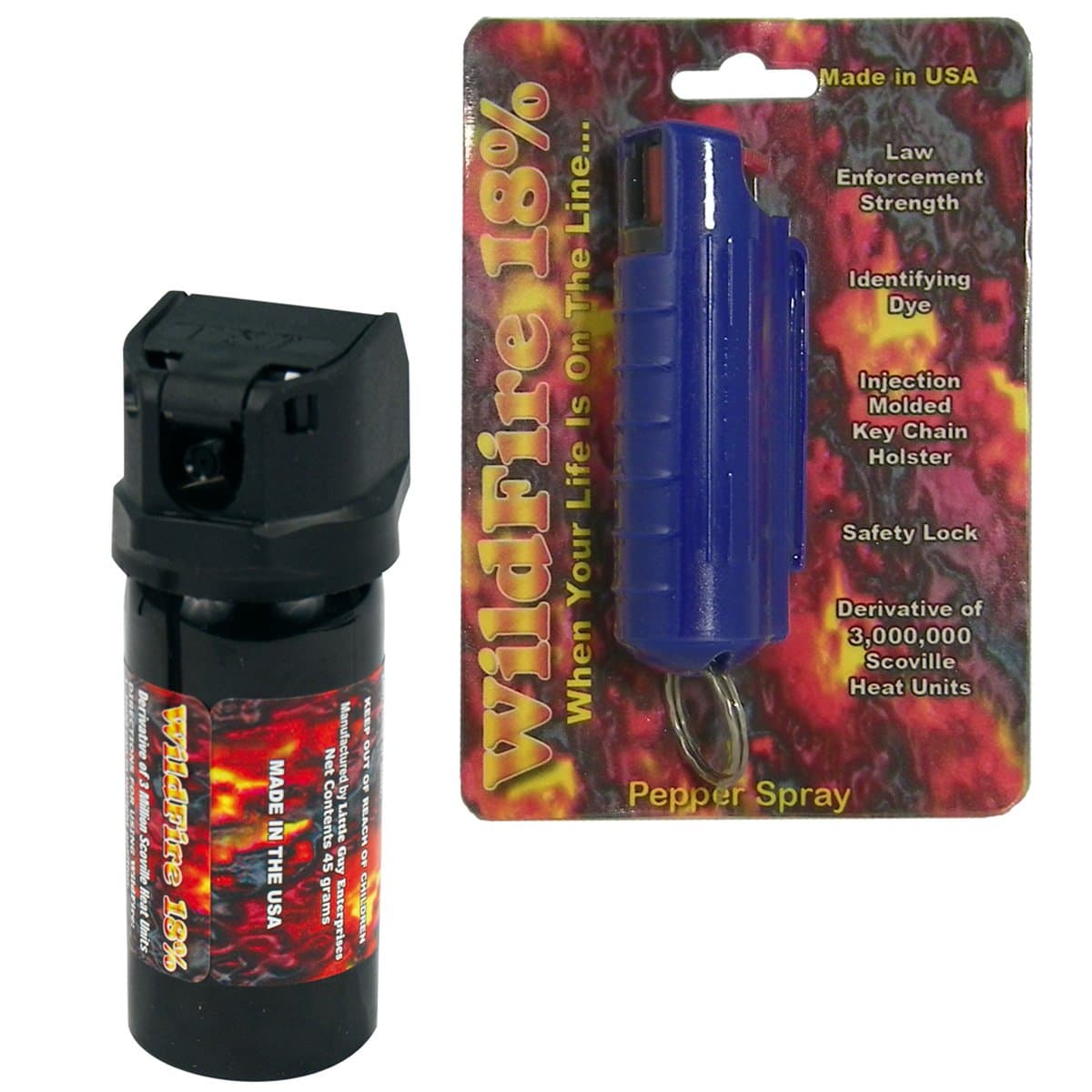 Wildfire Pepper Spray and Pepper Spray Gel Bundle - Lot of (2) Pieces - Blue Wildfire 1/2 oz Keychain Pepper Spray and 2 oz Wildfire Pepper Spray Gel