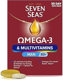 Omega-3 and Multivitamins Man 50plus, 30-Day Duo Pack, with B Vitamins and Calcium, 30 Omega-3 Capsules and 30 Multivitamin Tablets