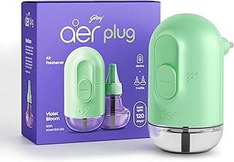 Godrej aer Plug Electric Air Freshener (Machine + 2 Refills (20Ml each) | Violet Bloom | Lasts up to 120 days,Solid