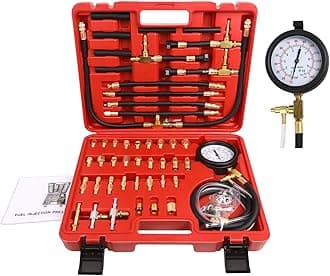 BETOOLL Pro Fuel Injection Pressure Tester Kit Gauge 0-140 PSI with 9.49,7.89,6.30 Fuel Line Fittings