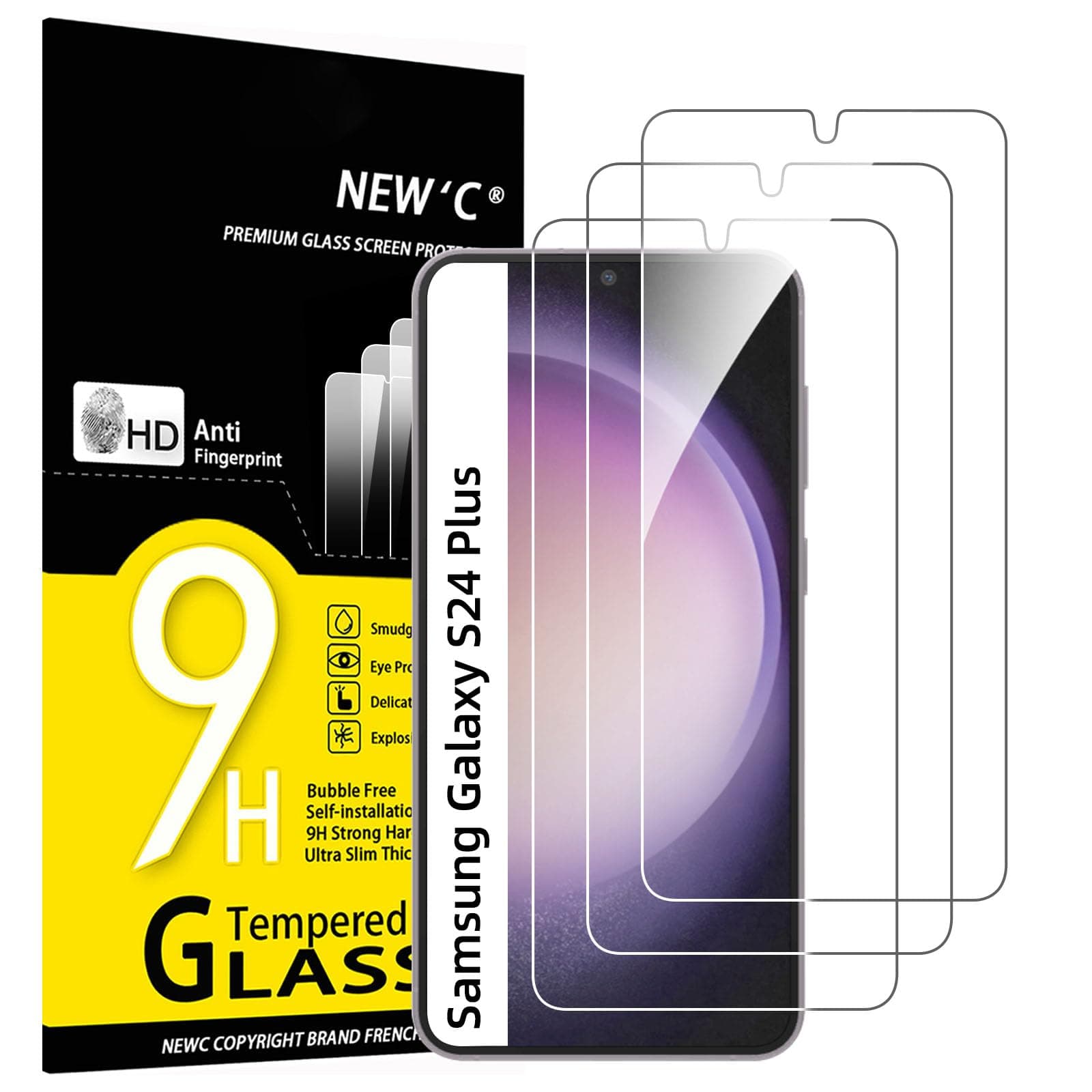 3 Pack Designed for Samsung Galaxy S24 Plus / S24+ 5G Screen Protector Tempered Glass,Case Friendly Ultra Resistant