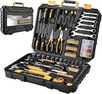208 Piece Tool Set,General Household Hand Tool Kit with Plastic Toolbox Storage Case
