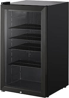 – Cookology CBC98BK Under-Counter Fridge, 98 Litre Beer, Wine and Drinks Fridge with Adjustable Temperature Control, LED Light, Suitable for Cans and Bottles, Energy Efficient - in Black