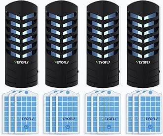 Fruit Fly Traps for Indoors, Fly Trap Indoor, (4 Device + 12 Refills) Fly Catcher Indoor, Gnat Traps for House Indoor, Fly Trap, Plug in Light Flying Insect Trap, Bug Killer