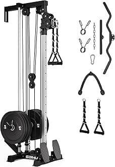 Wall Mount Cable Station, WM1 Cable Crossover Machine with 18 Positions, High and Low Cable Crossover Machine with Removable Footplate for Garage Home Gym