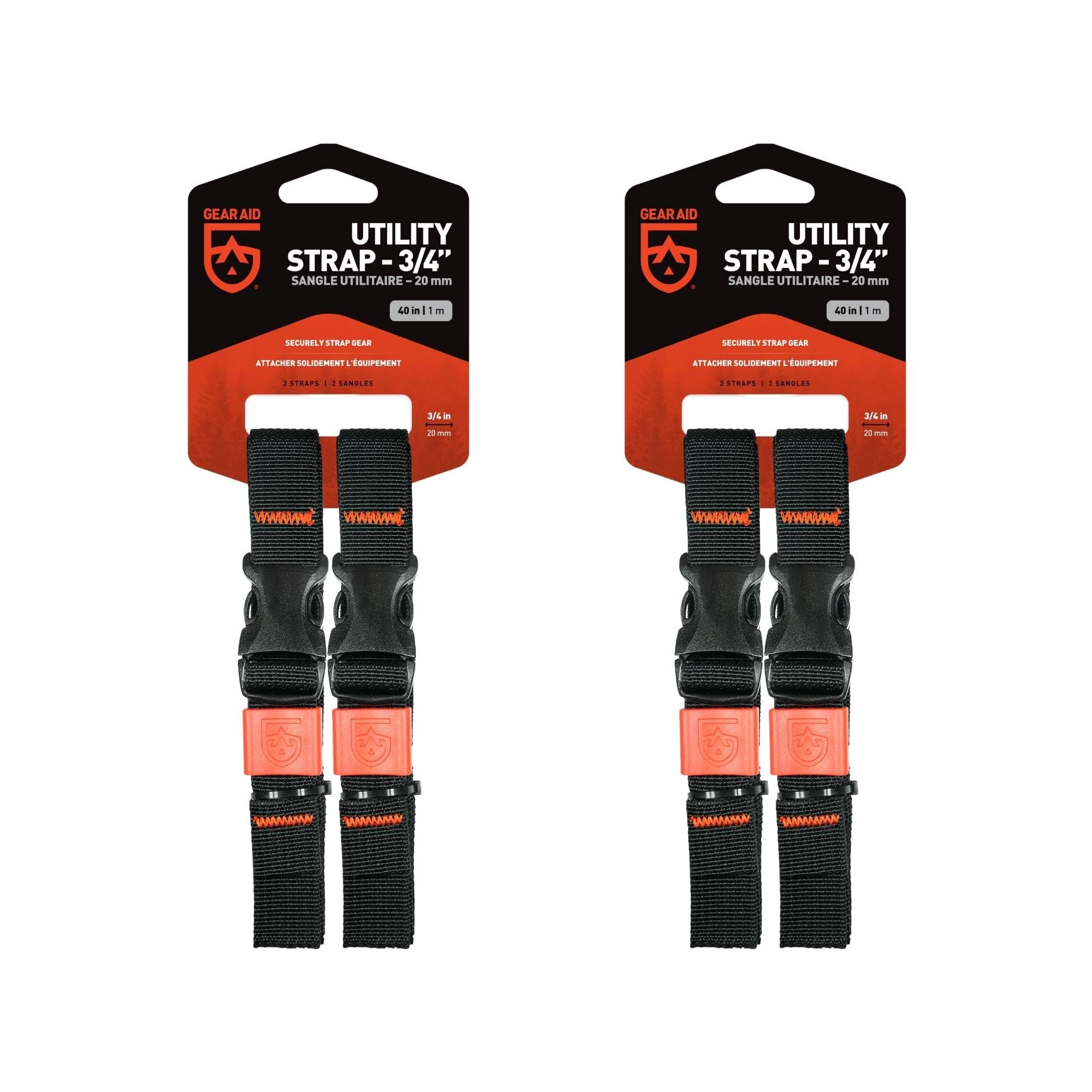 GEAR AIDUtility Straps with Side-Release Buckle, Secure and Compress Camping, Biking, Hunting, Boating Gear, Multiple Sizes