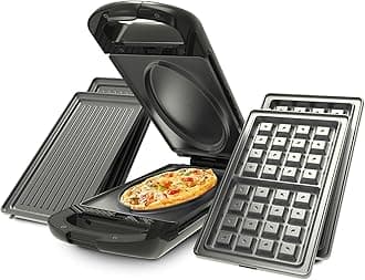 Deluxe 5 Minute CleverChef - Non-Stick Multicooker - Includes Omelette, Grill & Waffle Plates - Great for Paninis, Omelettes, Toasties, Waffles, Pizza, Dessert & More