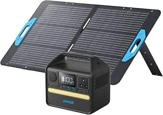 SOLIX 521 Solar Generator, PowerHouse 256Wh with 100W Solar Panel, Power Station with LiFePO4, AC Outlets, 60W USB-C PD Output, LED Light for Outdoor Camping, RV, Power Outage