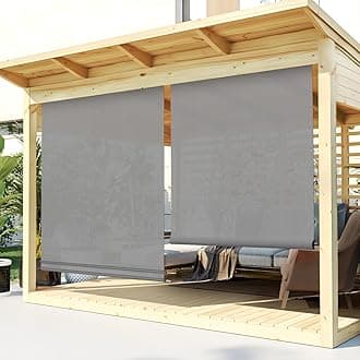 TANG Exterior Roller Shade 4'Wx10'H Outdoor Patio Shades Roll Up Blinds Sunshades for Deck Porch Pergola Balcony Backyard, Grey