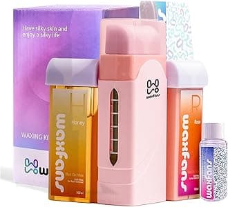 Waxfans Roll On Wax kit,Waxing Kit for Women, Wax Roller, Roll On Wax Warmer for Hair Removal,at Home Waxing Kit for Women men,Soft Wax Heater for Larger Areas of the Body(pink)