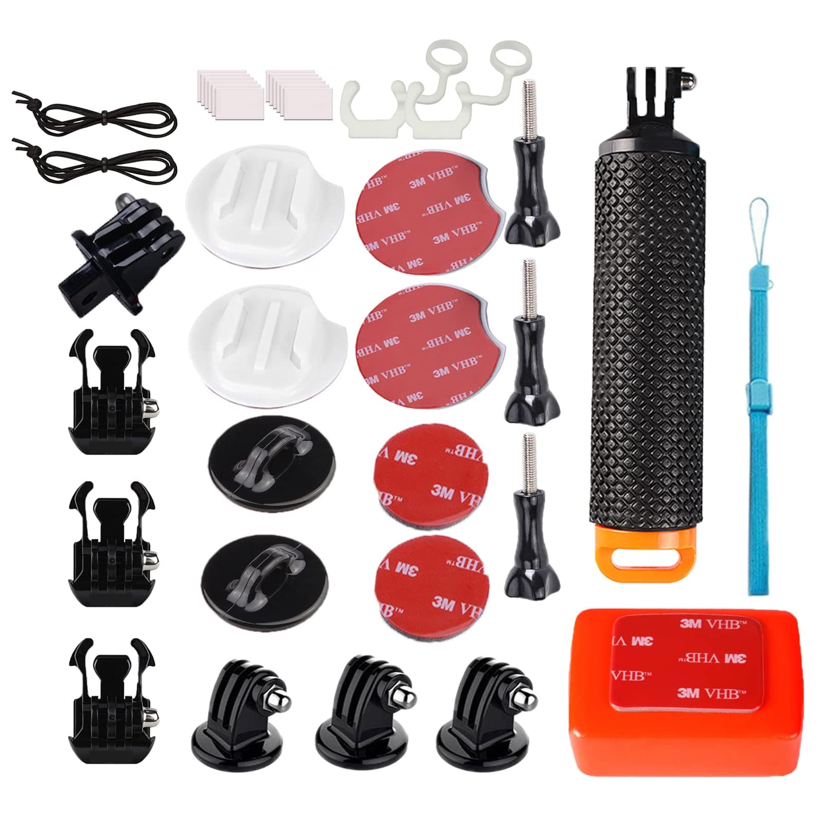 WLPREOE 32in1 Surfboard Mounts + Insurance Tethers + Floating Hand Grip + Floaty + Screws for GoPro Hero 13 12 11 10 9 8 MAX 7 Black Silver White/6/5/5S/4S/4/3+ OSMO Action Camera