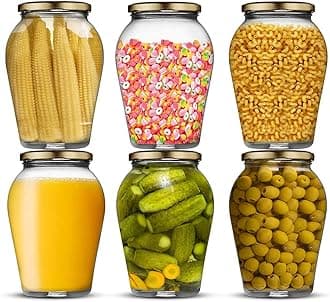 Ash & Roh® - Clear Glass Jar And Container With Air Tight Lid Storage of Spices and Dry Fruit (1000 ML BIG POT, 6)