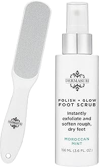 Callus Remover Foot Scrub - Exfoliating Feet Spray-on Formula and Reusable Deluxe Sole File - Dead Skin Remover, Callus Rasp Scrubber, Peel & Soften Cracked Heels - Deluxe Pedicure Spa Kit