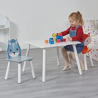 Liberty House ToysKid's Table and Chairs Set, Engineered Wood, Orange and Grey, H440 x W600 x D600mm