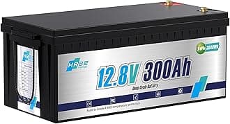 12V 300Ah LiFePO4 Battery, Built-in 200A BMS Lithium Marine Batteries, 5000+ Cycles 3840Wh Lithium Iron Phosphate Goldf cart Battery, Perfect for RV, Solar System, Trolling Motor, Camping