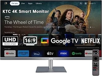 KTC 32 Inch 4K Smart Monitor, Google System UHD (3840x 2160) Smart Monitor with Speakers, Netflix Licensed, Type-C 65W PD, WirelessDisplay, HDR, Bluetooth, Hey Google Voice Remot, VESA Support, A32Q8