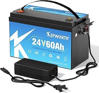 KEPWORTH 24V 60Ah LiFePO4 Battery, Rechargeable Lithium Batteries with BMS, UP to 4000+ Deep Cycles, Perfect for Boat, Marine, RV, Solar