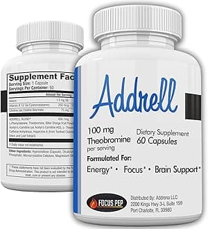 Focus Pep Addrell Energy Stimulant Pills- Natural Study Supplements Alternative Pill & Nootropic Brain Supplement Substitute to Elevate Mental Clarity for Women & Men OTC- 60 Mind Booster Capsules