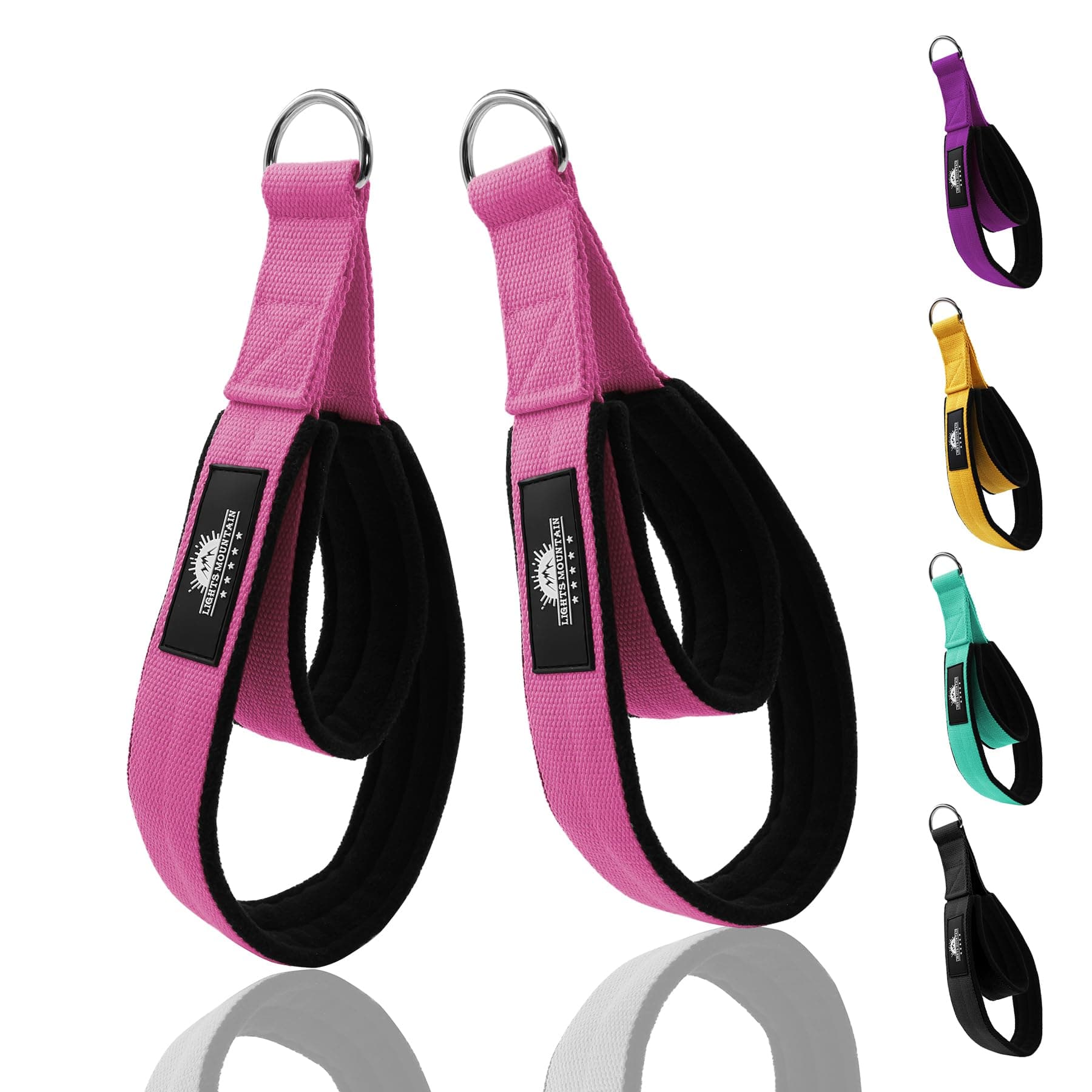 Durable Pilates Double Loop D-Ring Straps - Padded Handles for Reformer, Yoga & Home Gym Workouts