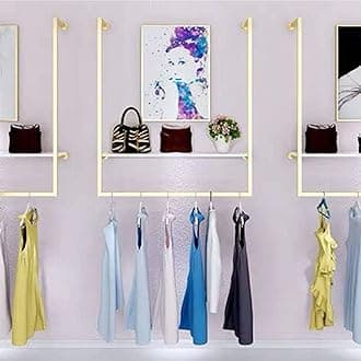 Clothing Store Simple Wall Mounted Metal Display Rack, Window Hanging Garment Racks, U-shaped Shelf, Wedding Dress Organization, Home Clothes Rod Storage Towel Rack (Gold C, 39" L)