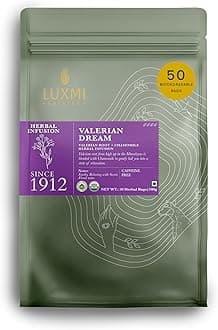 Luxmi Estates Valerian Dream – Organic Sleep Tea | 50 Plant-Based Biodegradable Bags | USDA Organic | Valerian Root, Chamomile, Lavender & Rose | Caffeine Free Best For Insomnia, Anxiety & Stress Relief, Relaxation, Restful and Peaceful Sleep