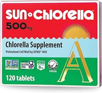 Sun Chlorella 500mg Whole Body Wellness Green Algae Superfood Supplement - Immune Defense, Gut Health, Natural Purification, Energy Boost - Chlorophyll, B12, Iron, Protein - Non-GMO - 120 Tablets