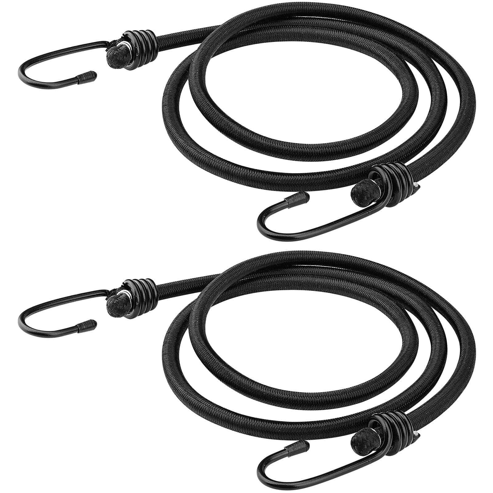 - ZHOUBIN 48 inch Black Bungee Cords with Hooks, 2 Pack